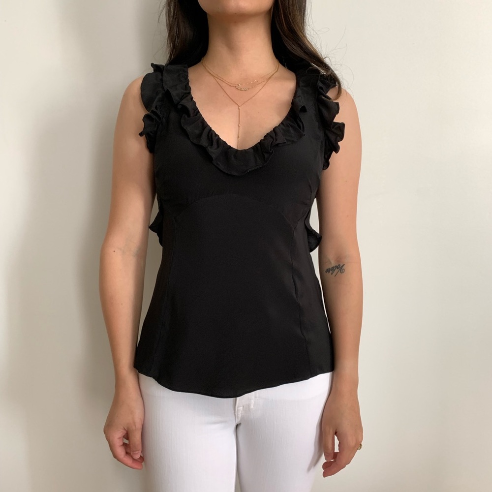 Rebecca Taylor Sleeveless Ruffle Silk Top Size 2